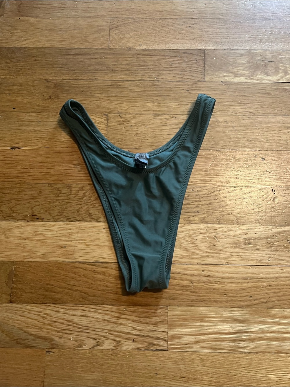 aerie Women's High Leg Cheeky Swim Bottom - Olive Green